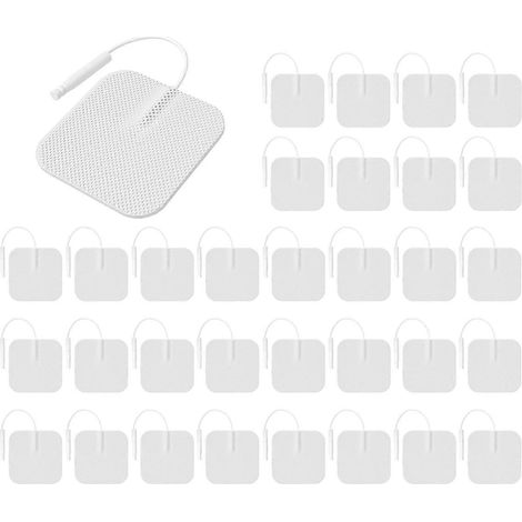 Lot de 40 électrodes de rechange pour appareil TENS, réutilisables et sans latex, compatibles avec les appareils TENS (blanc). (1/5)