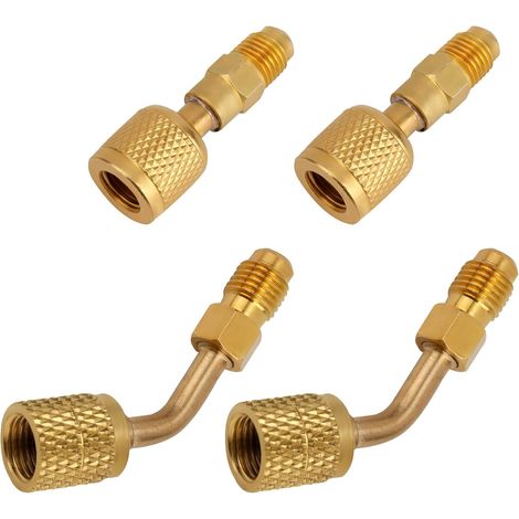 4 x Brass Refrigerator Adapters R32 R454B and R410A Fittings Female Thread to 1/4" Male Thread for HVAC Refrigerant Tanks and Split Mini Units (1/5)