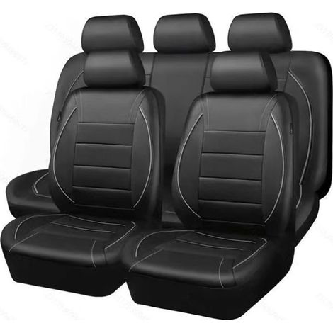 Housses de Siège Auto en Cuir PU, Lot de 9 Ensemble Universel Complet, Protection Intérieur Voiture SUV Camion,Gris (1/5)