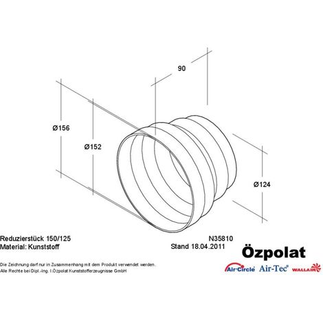 Wallair N35810 adaptador ventilación blanco 125-150 mm