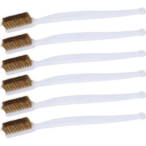 Lot de 6 brosses métalliques en acier avec manche en plastique pour le nettoyage d'imprimantes et l'élimination de la rouille. Accessoire de nettoyage. (1/5)