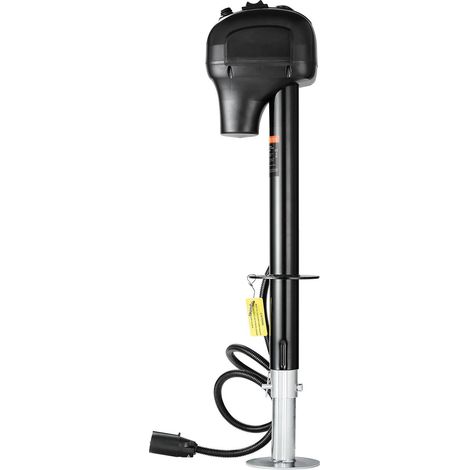 Vérin électrique de remorque 3500 lbs, cric de timon robuste pour camping-car avec connecteur 7 broches, manivelle manuelle et housse étanche, levée 24-70 cm, pour remorques et caravanes, noir (1/5)