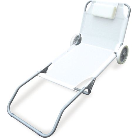 Garden Friend Lettino Minorca 66x150x90h cm con ruote Bianco