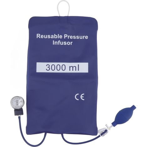 3000-ml-Druckinfusionsbeutel mit Pumpe und Metallmanometer für schnelle Infusion – Blau