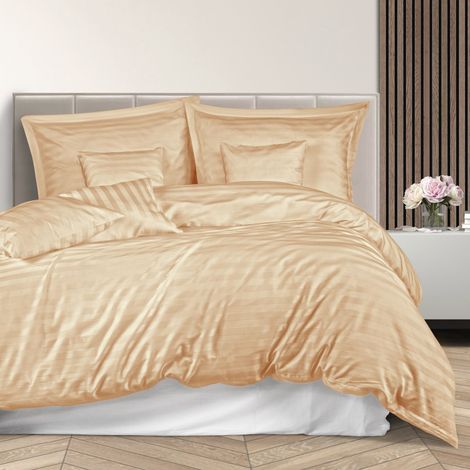 Bettwäsche-Set 180x200 cm, Baumwolle mit Bambusfaser, beige, 7-teilig (1/5)
