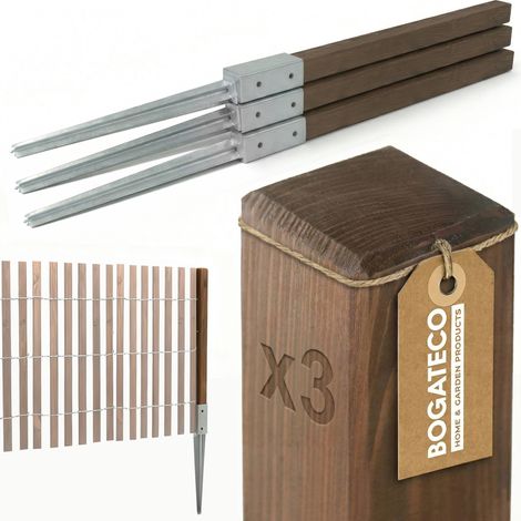 Lot de 3 poteaux bois imprégné Bogateco 5x5x80 cm