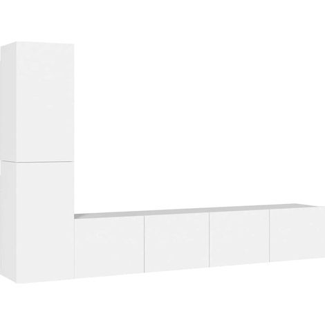Maison Exclusive - Set di Mobili Porta TV 4 pz Bianco in Legno Multistrato (1/5)