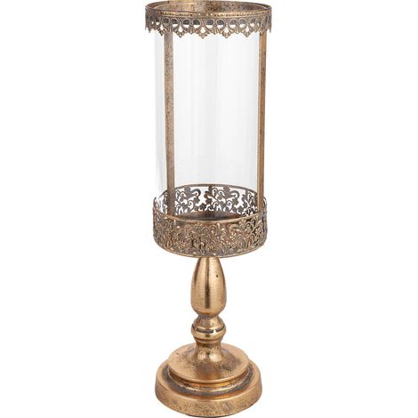 Candelabro de metal dorado 15.5x15.5x53h cm