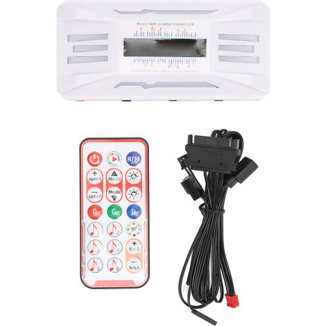 Contrôleur de Ventilateur PWM avec Télécommande Blanche, Compatible 8x4pin, 10x5V et 3pin ARGB pour Éclairage RGB PC (1/5)