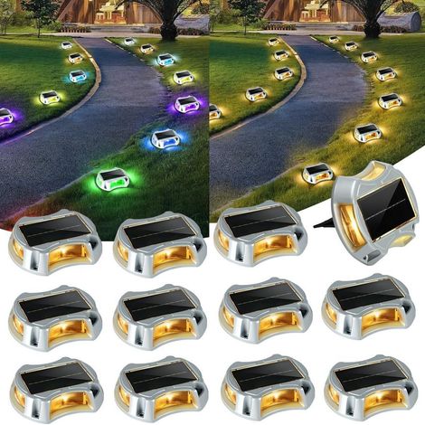Lot de 12 lampes solaires pour terrasse, éclairage extérieur au sol, lampes d'escalier, indicateurs lumineux pour allée de jardin (1/5)