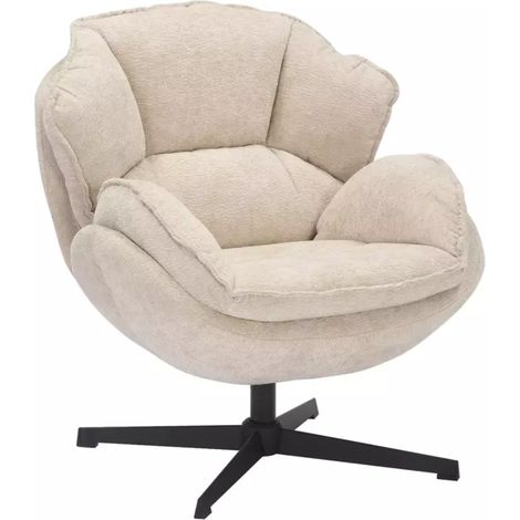 Fauteuil moelleux en tissu beige, pivotant à 360° TOFON (1/5)