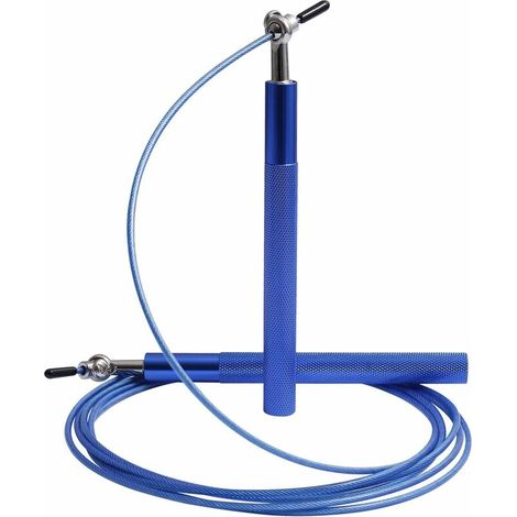 DEESSE SHOP - Corde à sauter de vitesse, corde à sauter réglable avec poignée en alliage antidérapante et roulements lisses pour adultes, enfants, entraînement sportif (bleu) (1/5)