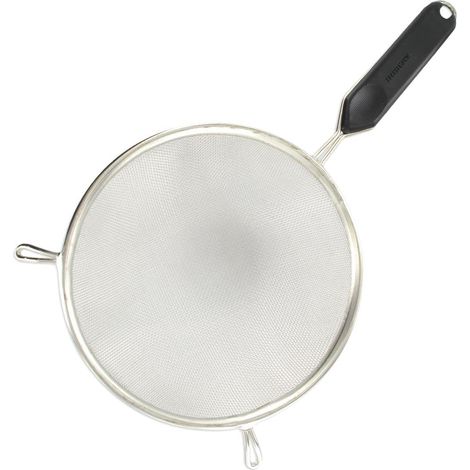 Passoire tamis, passoire, passoire avec manche, passoire de cuisine, tamis, tamis de cuisine, Acier étamé, Plastique, Noir, 18 cm (1/5)