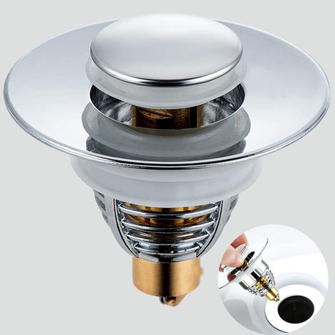 Bouchon Lavabo, Bonde de Lavabo Pop-Up, Universel Filtre de Vidange Anti-Bloqué de Lavabo en Acier Inoxydable, pour 32-38mm Trou Vidange Lavabo Bassin Cuisine Salle de Bain (1/5)