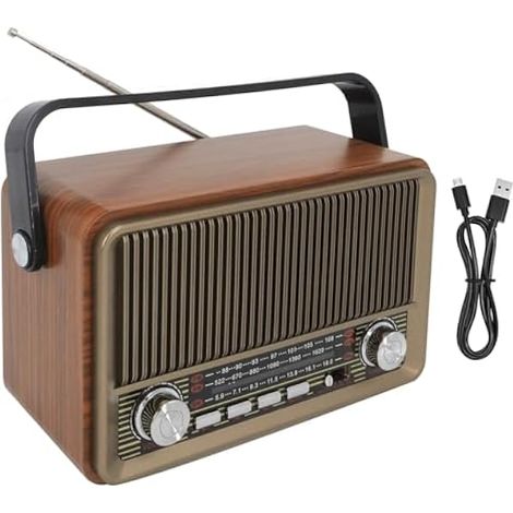 Poste Radio Vintage Retro, AM/FM/SW Poste Radio Portable Rechargeable avec Batterie 1800mAh, Radio Bluetooth Supports USB/TF/AUX Function, Radio Nostalgie pour Cuisine, Chambre, Bureau (1/5)