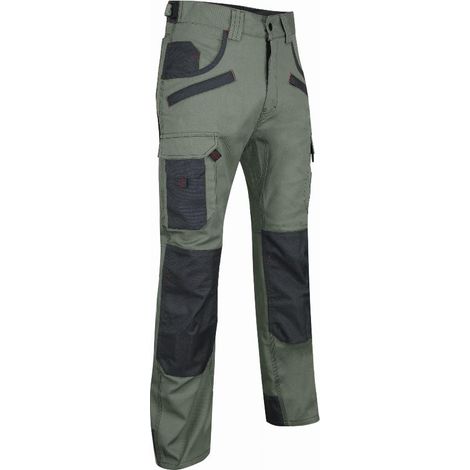 LMA – Pantalon de travail pro kaki ultra résistant 38-50 – Tissu 60% coton 40% polyester – Empiècements Oxford 900D étanches – Poches genouillères (1/5)