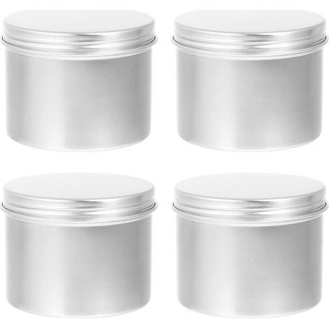 Lot de 4 pots ronds rechargeables en aluminium pour thé, bougies et autres objets à décorer soi-même. (1/4)