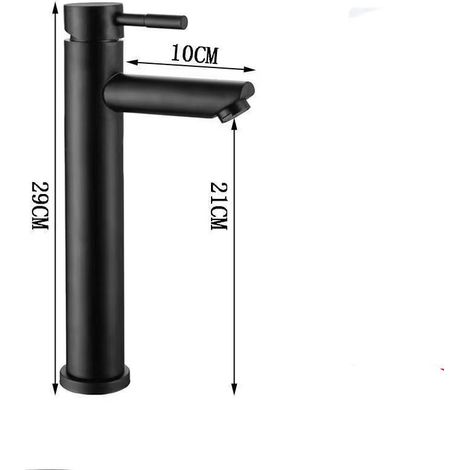 Export-grade 304 stainless steel brushed gold bathroom sink, single-hole washbasin, hot and cold water undermount basin with faucet - black straight spout, tall style [hot and cold water]