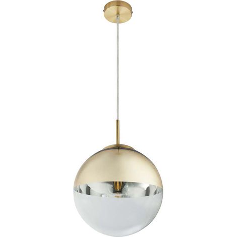 Pendelleuchte Glaskugel Esstischlampe Hängelampe Wohnzimmer, gold, 1x E27, DxH 25x120 cm