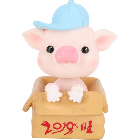 Tête de cochon secouante en résine, décoration rétro pour maison, bibelot artisanal pour pièce, ornement décoratif rétro. (1/5)