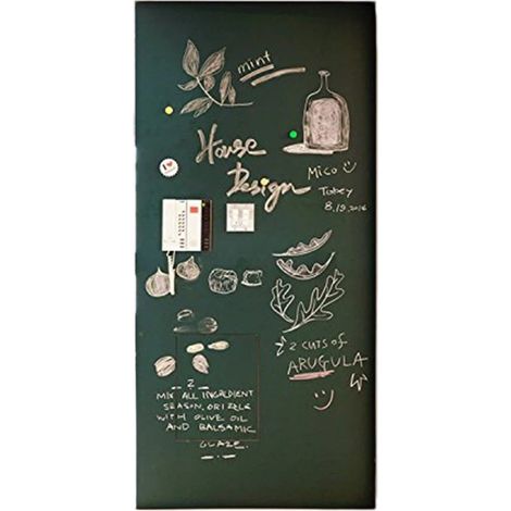 Papier peint vinyle autocollant vert effet tableau noir avec 5 craies de couleurs - 45 cm x 200 cm (1/5)