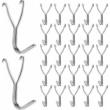 Filiyano-Crochets pour porte-outils, lot de 50 (20 mm) - Acier inoxydable - Double rangée stable - Surface polie (1/5)