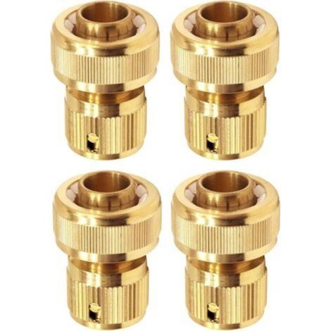 Raccord d'Arrosage 19 mm (3/4") en Laiton, Rapide Raccord Connecteurs pour Tuyau d’arrosage dans Le Jardin - Lot de 4 (1/4)