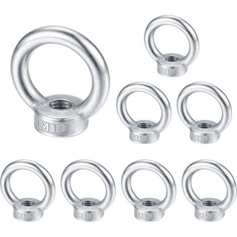 M10 écrou à oeil, anneau de levage boulon à œil, acier inoxydable 304 écrou de bague, piton à visser ecrous - 8 Pcs (1/5)