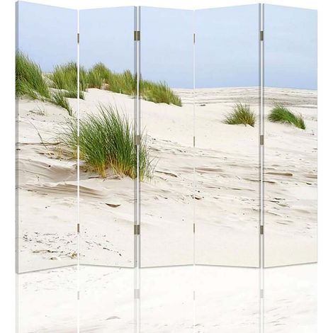 Paravent Dunes 5 Volets - Séparateur Espace Intérieur - 180 x 150 cm - 2 faces R° V° + rotation 360°