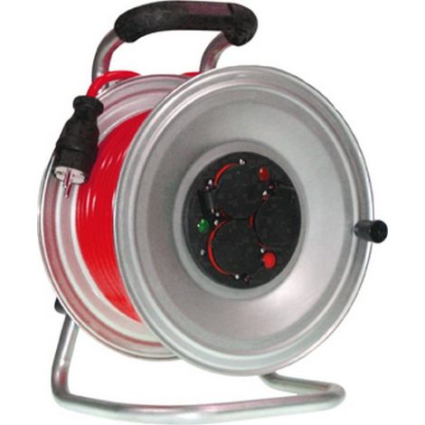 Avvolgicavo, In Lamiera D'Acciaio, Ip44, Qualità Cavo In Neoprene, Tipo Di Cavo: H07 Rn-F 3G1.5, Lunghezza Cavo 40 M (1/2)