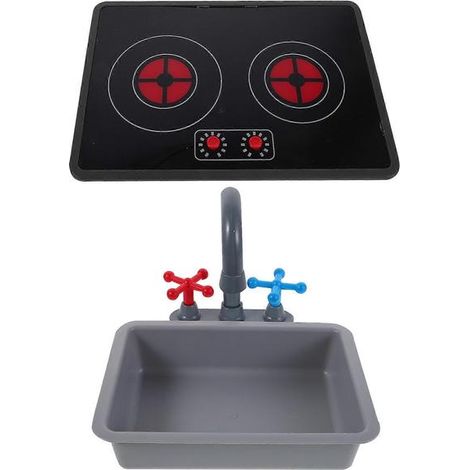 Ensemble de cuisine pour enfants avec évier et plaque à induction pour jouer à faire semblant et renforcer les liens familiaux. (1/5)