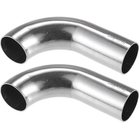 Tuyau Coude 90° 2 Pièces 0.98" OD Pour Échappement Auto Couleur Argent, Diamètre Ext. 25mm, Épaisseur 1mm, Angle 90°, Ajustement Universel, Pour Système Échappement DIY (1/5)