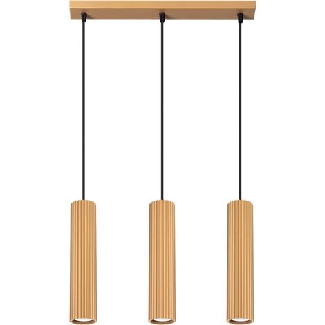 Hängelampe Aluminium GU10 H: max. 98 cm in Gold 3-flammig länglich Modern (1/5)