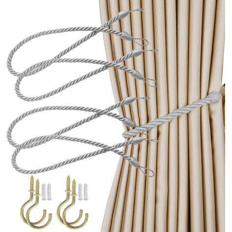 Embrasses de rideaux, support de rideaux, cordon de porte en polyester, ruban pour rideaux, embrasses de rideaux, cordon décoratif pour rideaux (gris foncé)