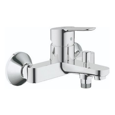 Mitigeur bain-douche monocommande Grohe BauEdge sans accessoires, cartouche a' disque ce'ramique chrome'e 46 mm, avec inverseur automatique et limiteur de de'bit re'glable