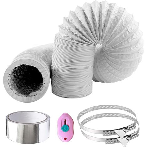 4,5M Tuyau d'Evacuation Flexible 100mm Tuyau d'Evacuation d'air PVC Tube de Ventilation Aluminium Gaine de Ventilation pour Climatisation Sèche-Linge (1/5)