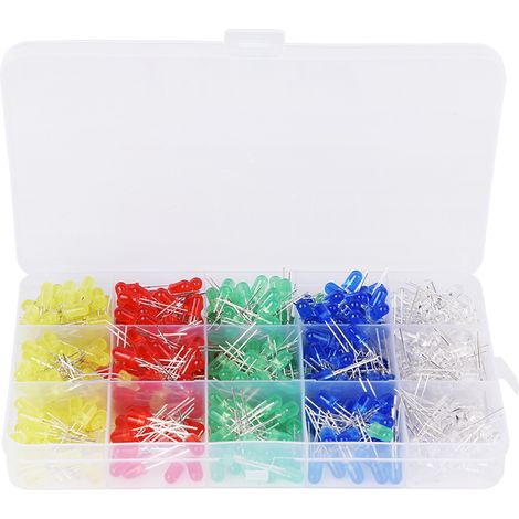 500 LEDs 5mm multicolores - Lot de 5 couleurs pour montages électroniques et bricolage DIY (1/5)
