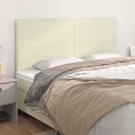 Tête de lit 160 x 5 x 118/128 cm réglable en hauteur en similicuir crème avec pieds en bois - PANGIVO (1/5)