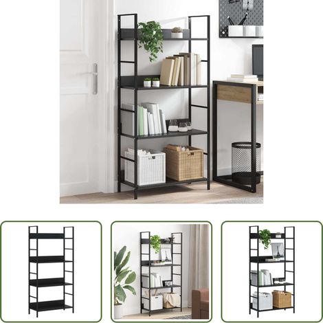 Étagère décorative - Bibliothèque à 4 niveaux noir 60x27,6x124,5cm bois d'ingénierie (1/5)