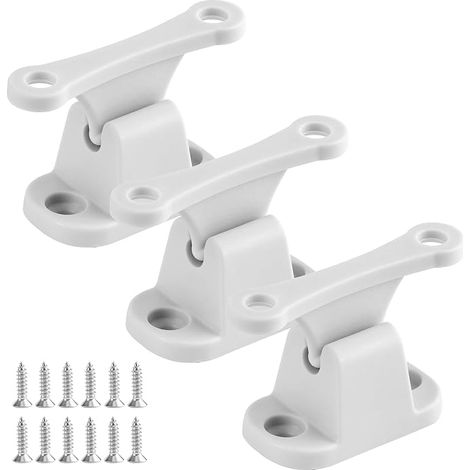 Loquet de Porte pour Caravane et Camping-Car Retenue de Porte Caravane en Plastique Butoir de Porte Blanche pour Caravanes Camping-Cars Volets avec Vis (1/2)