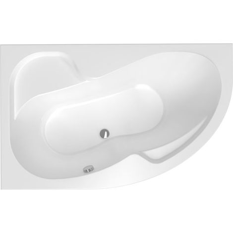 Siko 150x95 cm Laguna Luiza asymmetrische Badewanne mit gerader Ausrichtung aus Acryl, ohne Füße, weiß (LU1500P)