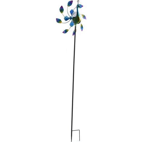 Windfahne aus Schmiedeeisen mit Solar-LED-Beleuchtung für den Garten