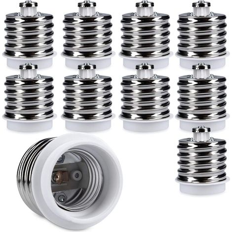 Adaptador de casquillo 10x - Convertidor de casquillo 10x E40 a E27 - Adaptador de portalámparas E27 para bombillas LED halógenas