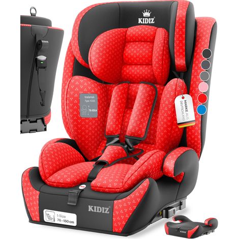 KIDIZ® Triangle Premium silla de coche 9 kg - 36 kg 1-12 años grupo 1/2/3 universal homologado según ECE R129/03 con Isofix rojo