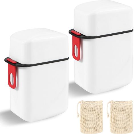 Juego de 2 jaboneras de viaje de aluminio – con 2 bolsas de malla, soporte resistente para jabón, para uso en senderismo, camping, hogar y baño.
