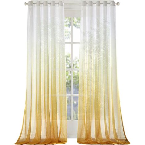Rideau Dégradé Translucide - Tissu Mélange Lin et Rayon - Panneau Unique pour Décoration de Fenêtre (1/5)