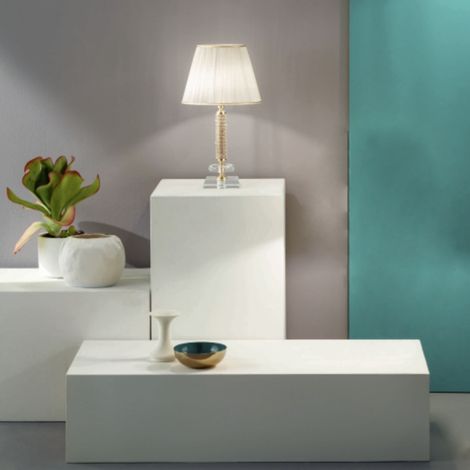 Lampada da tavolo DIDO in vetro trasparente lavorato a mano 25x46 cm Oro (1/2)
