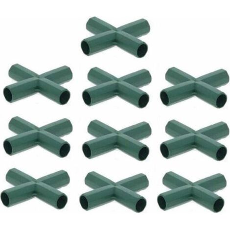 Lot de 10 Connecteurs De Cadre De Serre pour cadre de jardin, cages à fruits, clôtures, cadre de serre, connecteurs (16mm,Plat / 4 trous) (1/4)