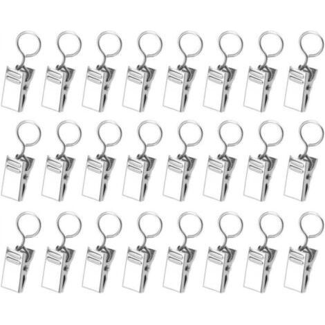 FENOPLASTICA85 Pièces Pinces à Rideaux en Métal, Pince Rideaux Decoration Crochets de Suspension, Crochet fermé, Argent (1/4)