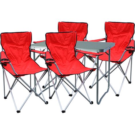 5-teiliges Campingmöbel Set Rot-MMC330870+4xMSP1002 (1/4)
